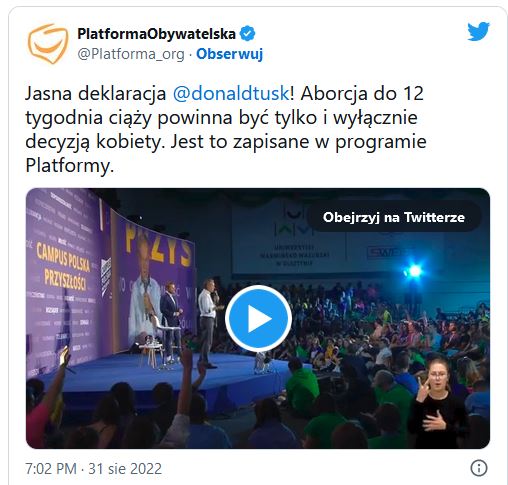 program wyborczy, po, aborcja