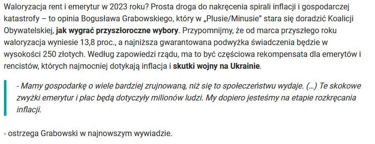 program wyborczy, koalicja obywatelska, wrewaloryzacja emerytur