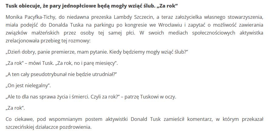 program wyborczy, po, śluby homoseksualistów, lgbt